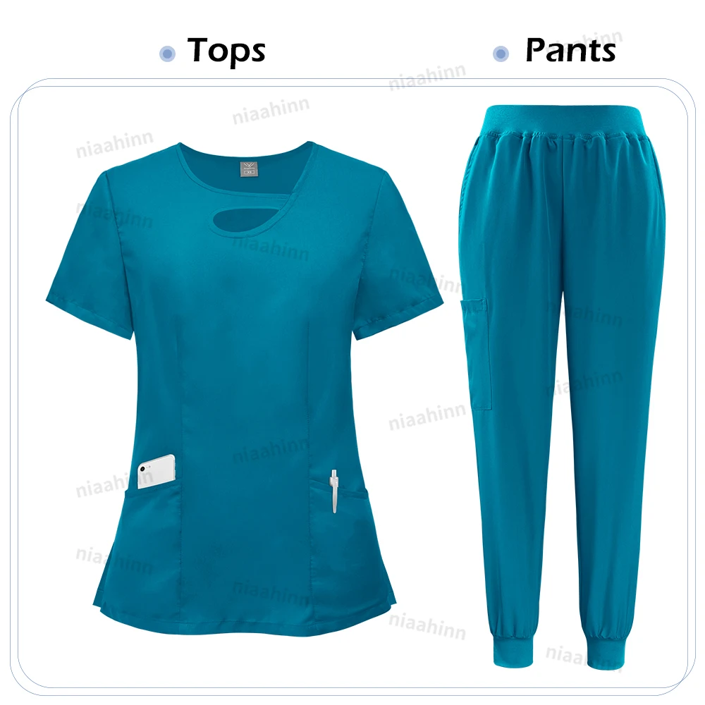 Niaahinn Mode Krankenhaus Uniformen Krankenschwester Schönheit Dental Salon Arbeitskleidung Uniform Medizinische Peelings Sets für Frauen Atmungsaktive Peeling – Detail 12