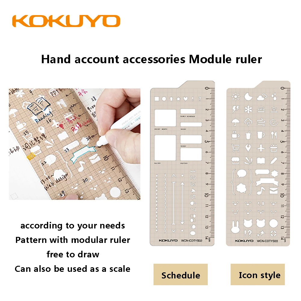 Japanese Stationery kokuyo Campus Hand Account Book Accessories Multi-functional Template Ruler Creative Cute Kawaii Ruler