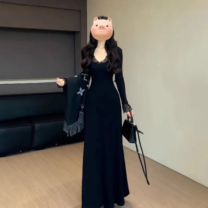 فساتين نسائية صيفية شابة مشروط مثبتة على الرقبة رسن سموكينج متدفق منتصف العجل شاطئ رومانسي عطلة خفيفة الوزن نقية OL