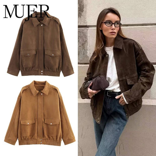 MUJER 2025 cazadora para mujer, prendas de vestir exteriores, chaqueta de ante, ropa de calle para mujer, abrigos de vacaciones para mujer, cremallera, nuevo en abrigos y chaquetas