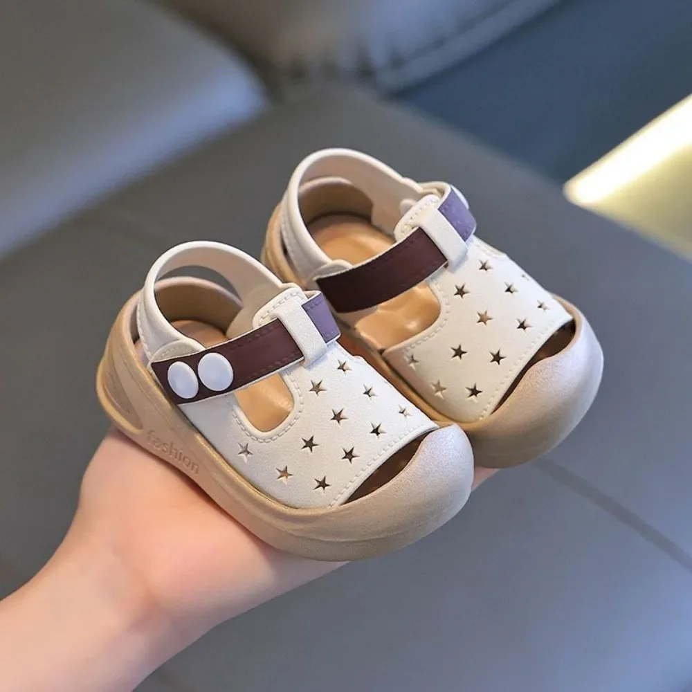 

1pair Hollow Star Infant and Toddler Sandals Closed Toe with Straps Baby Toddler Shoes Soft Sole Anti-kick Children's Shoes