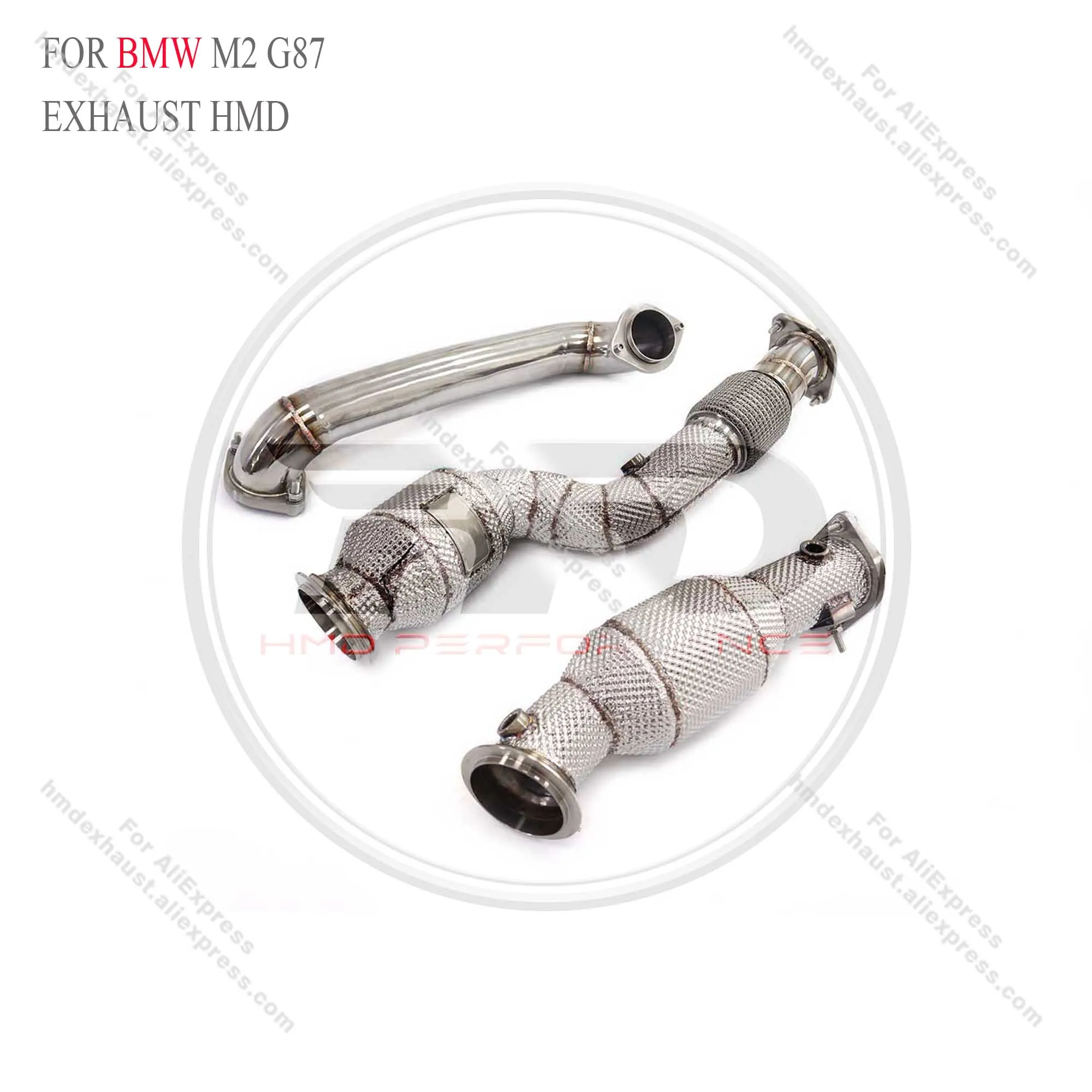 HMD Lossless installation Exhaust System High Flow Performance Downpipe resonant tube for BMW M2 G87 3.0T With Heat shield