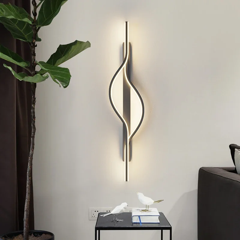 

Modern minimalist LED wall lamp bedroom creative line lighting bedside living room TV background wall lamp