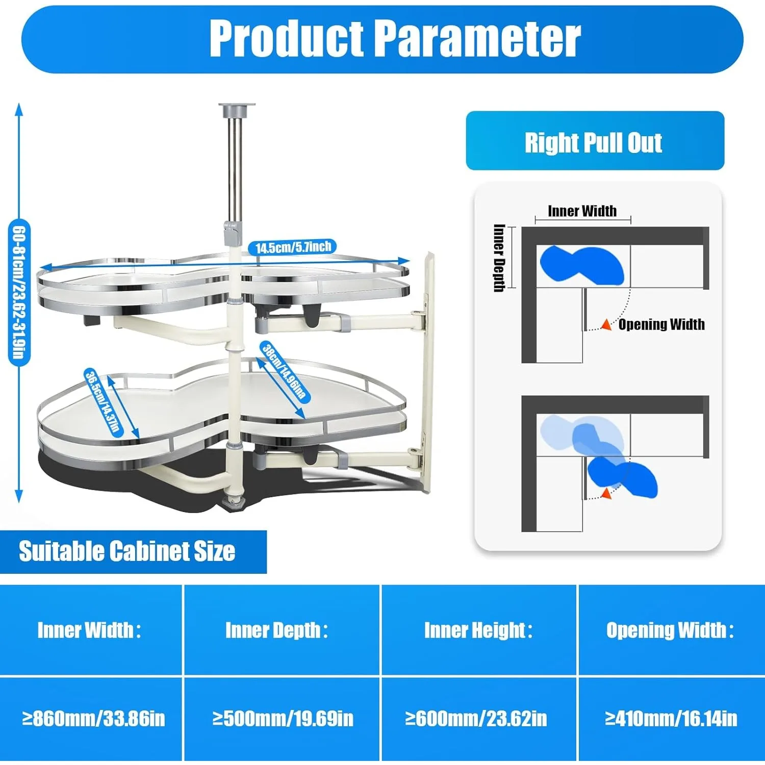 منطقة كاروسيل Eckschrank، Kücheneckschrank Auszug Erweiterbar Kücheneckenablage