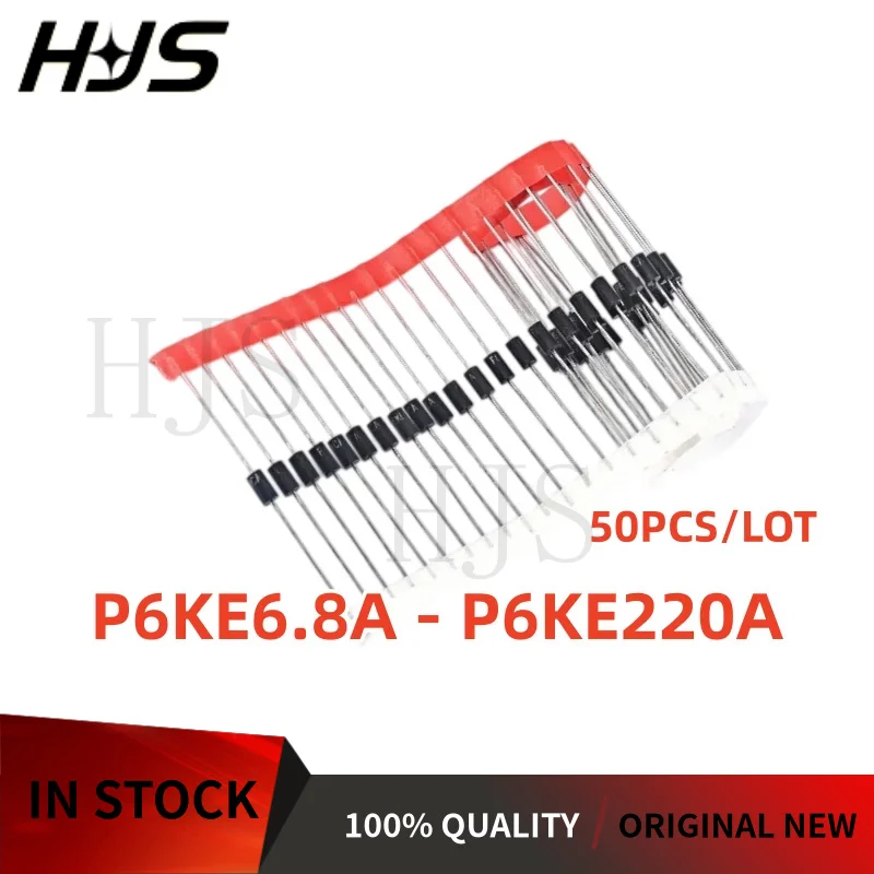 50Pcs/lot New P6KE6.8A - P6KE220A TVS Diode DO-15 Power Supplies In Stock