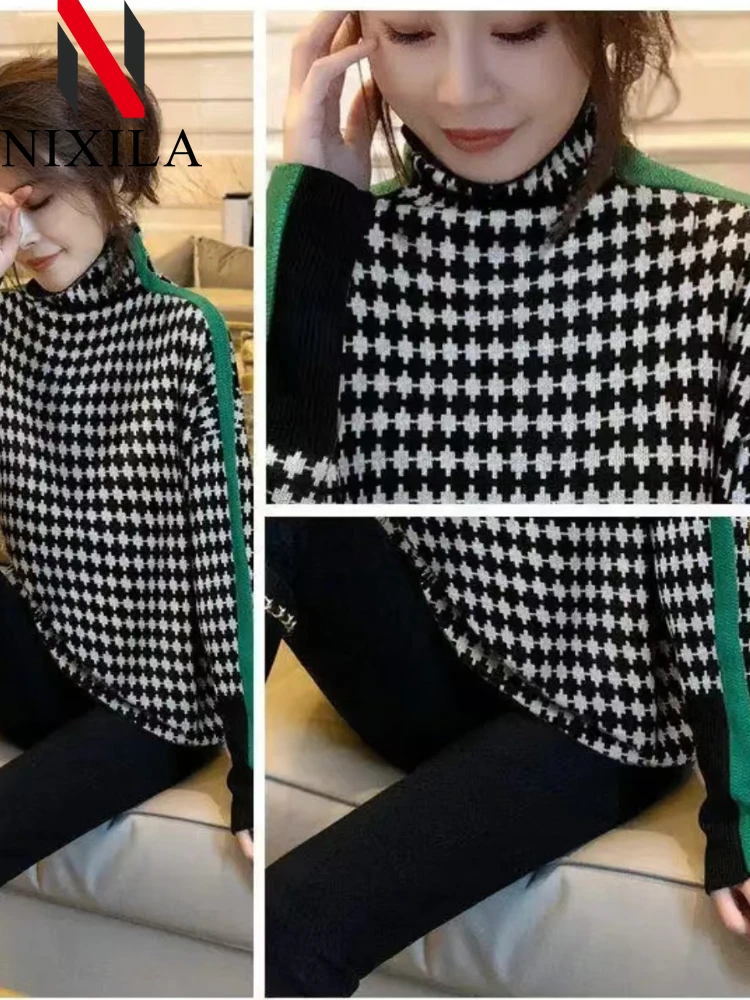 New Autumn Winter Fashion Women\'s Turtleneck Pullover Loose Warm Sweater Elegant Long Sleeve Tops Casual Retro Female Clothing