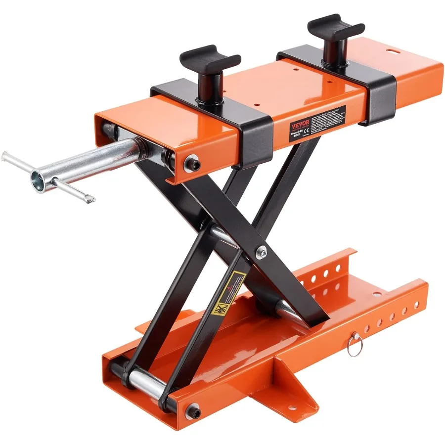 

Motorcycle Lift 1100 LBS Motorcycle Center Scissor Lift Jack with Saddle and Safety Pin Steel Motorcycle Jack Hoist Stand for