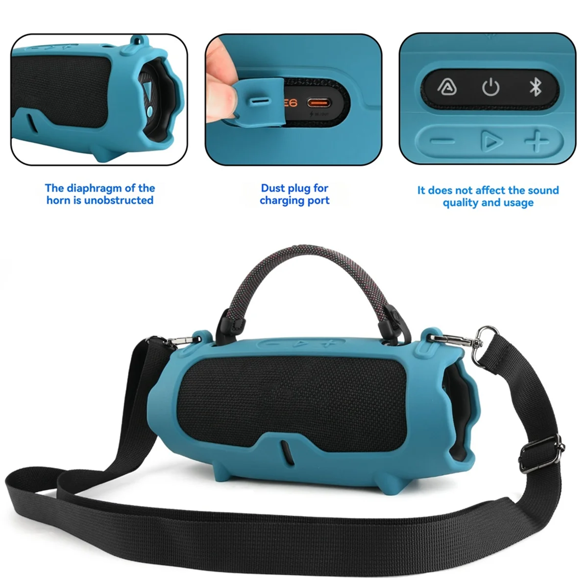 

2025+ Portable Silicone Cover Case for Charge 6 Bluetooth Speaker, Protective Case for Charge6 Speaker Black