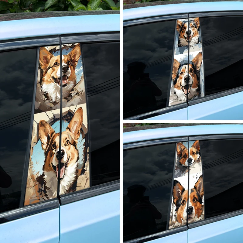 

1/2pcs 3D Dog Car Stickers DIY Car Doors Pillar Auto B Pillar Waterproof Decoration Cover Scratch Sunscreen Pupply Vinyl Decals