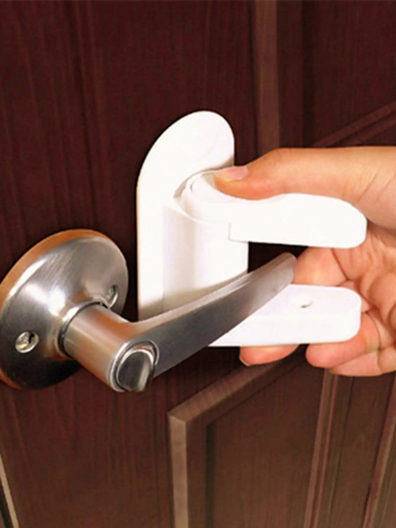 1pc- Child Safety Locks Door Handle Fixed Lock Baby Bnti-opening Door Lock Dynamic Function Safety Lock Punch-free