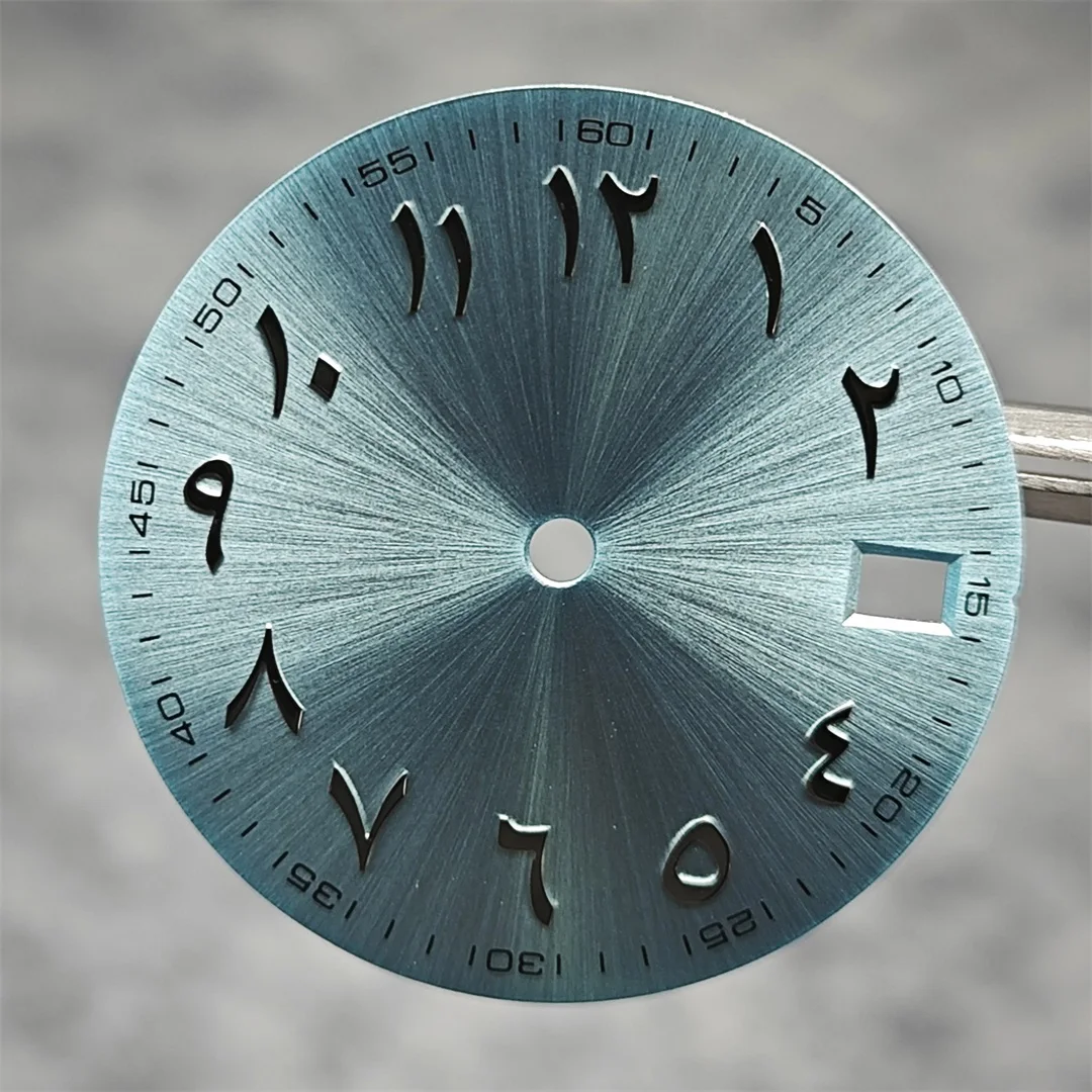 28,5 mm Zifferblatt mit Sonnenmuster, arabisches Alphabet mit Datum, Zifferblätter, Ersatzzubehör für NH35/NH36-Uhrwerk