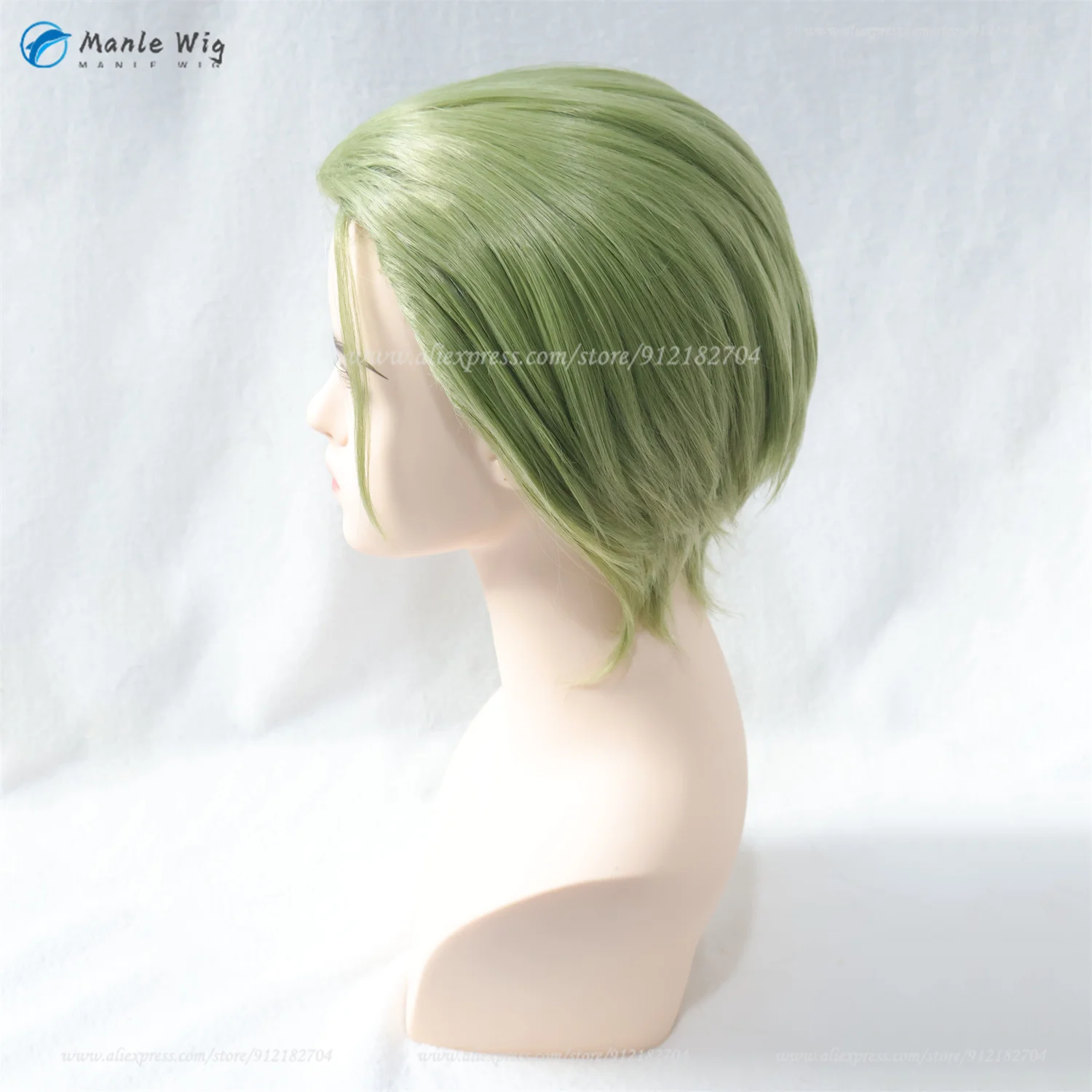 Anime Heiter Cosplay Wig 30cm Short Green Slicked-back Men Wigs Heat Resistant Synthetic Hair + Wig Cap