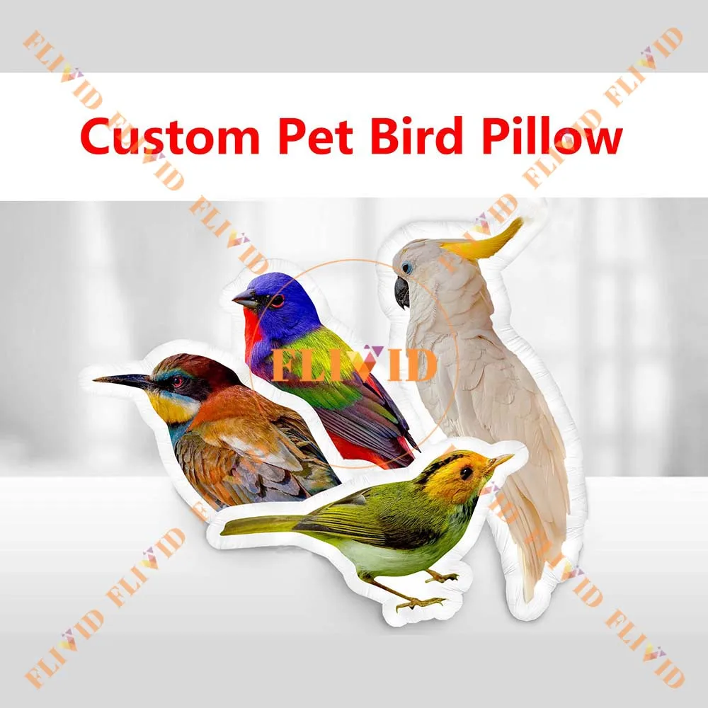 Custom 3D Bird Photo Pillow Personalized Birds Shaped Pillow Budgerigar Canary Cockatiel Parrot Memorial Photo Cushion Bird