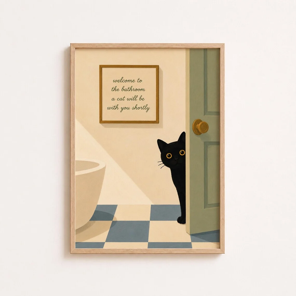 Black Cat in Van Gogh Garden Print Famous Painting Cat Wall Art