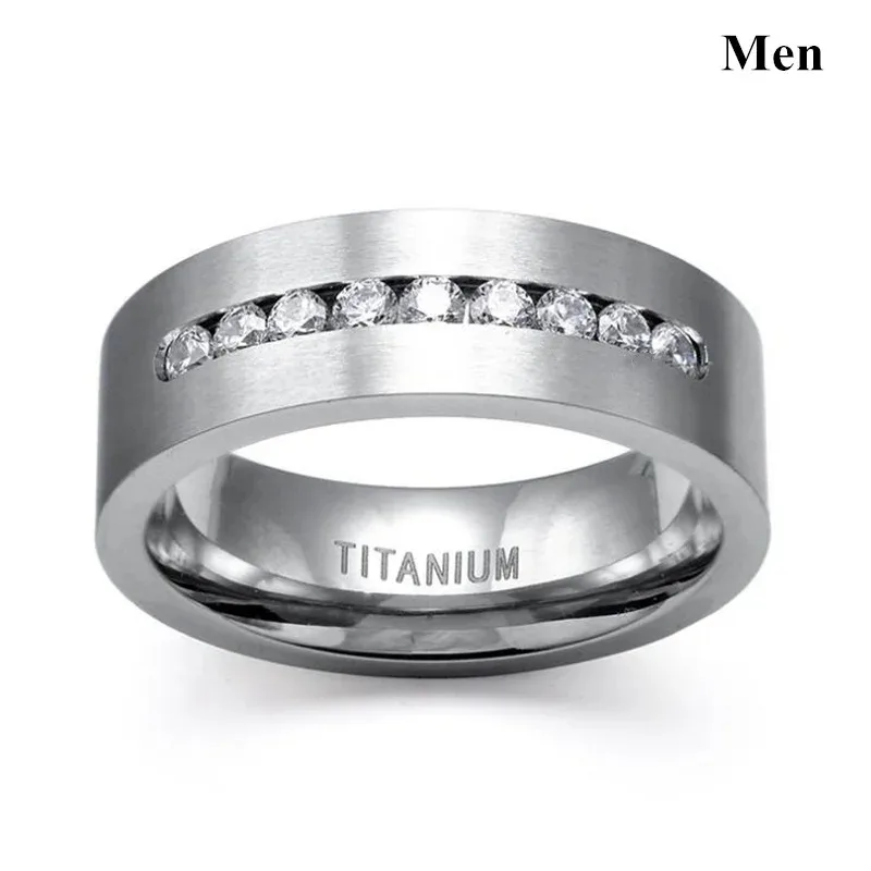 أزياء زوجين خواتم الرجال تشيكوسلوفاكيا الفولاذ المقاوم للصدأ خاتم النساء القلب قطع كريستال الراين خواتم مجموعة مجوهرات الزفاف الخطوبة