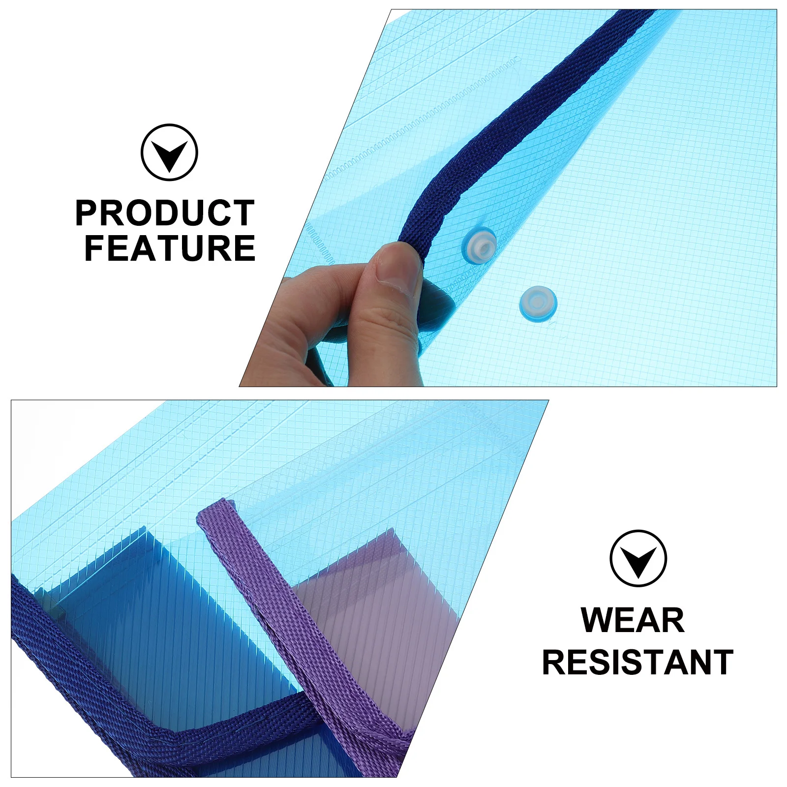 

2pcs A4 Document Bag Large Capacity Transparent File Storage Bags Snap Button Pocket Design For Office School Home Plastic