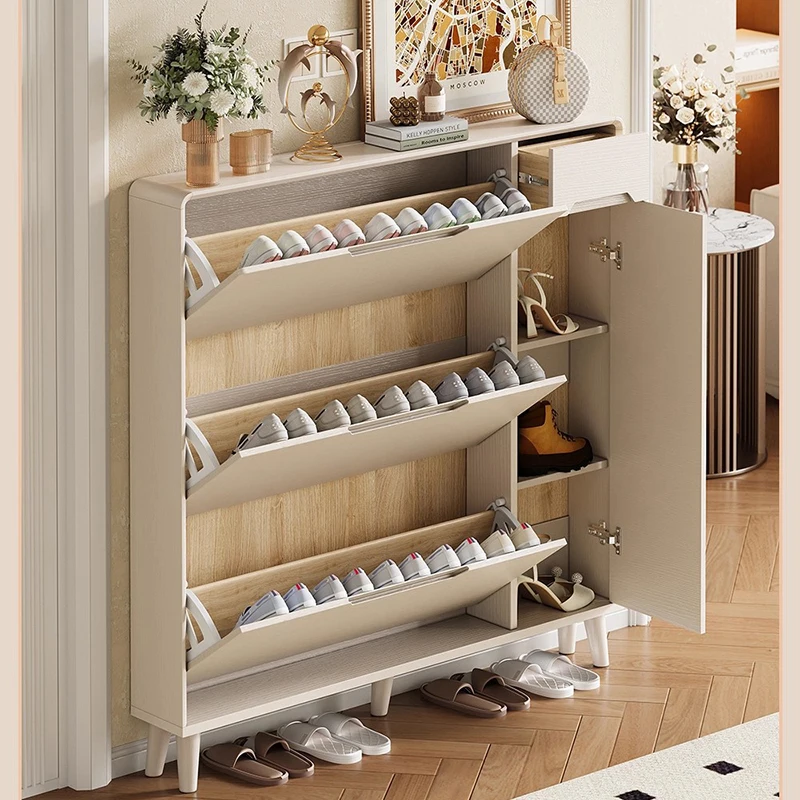 خزائن الأحذية الحديثة البسيطة الموفرة للمساحة، خزانة أنيقة ممتازة، أثاث غرفة المعيشة المنظم الفريد من نوعه من دي زاباتوس