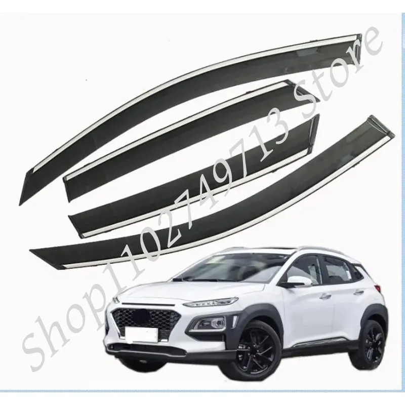 Acrylic Window Visor Shade Vent Rain Deflector Cover For Hyundai Kona Encino 2018 2019 Car styling