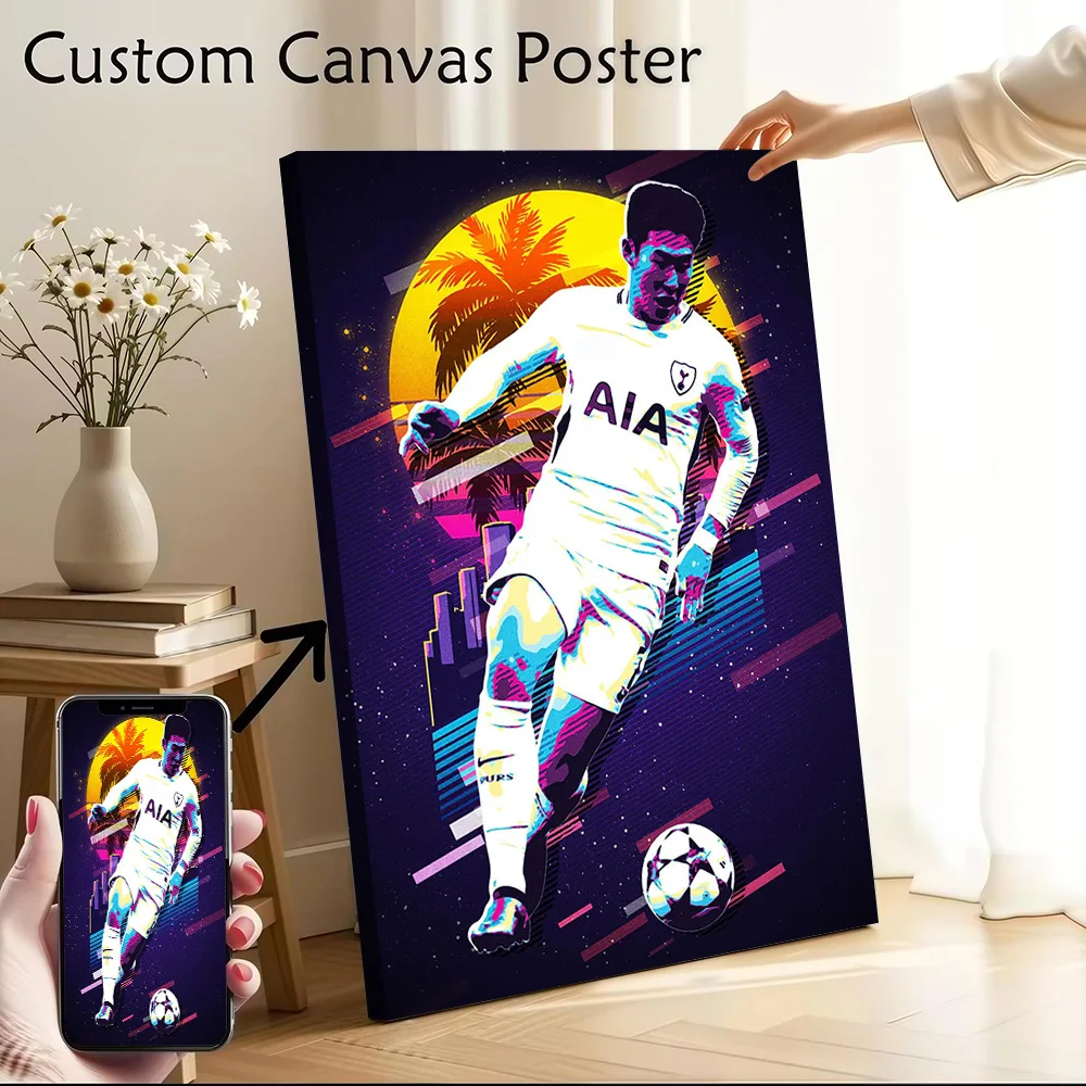 Son Heung Min Football Printed Canvas Poster Custom Pictures Wall Art Canvas Painting for Decorative Picture Interior Decoration