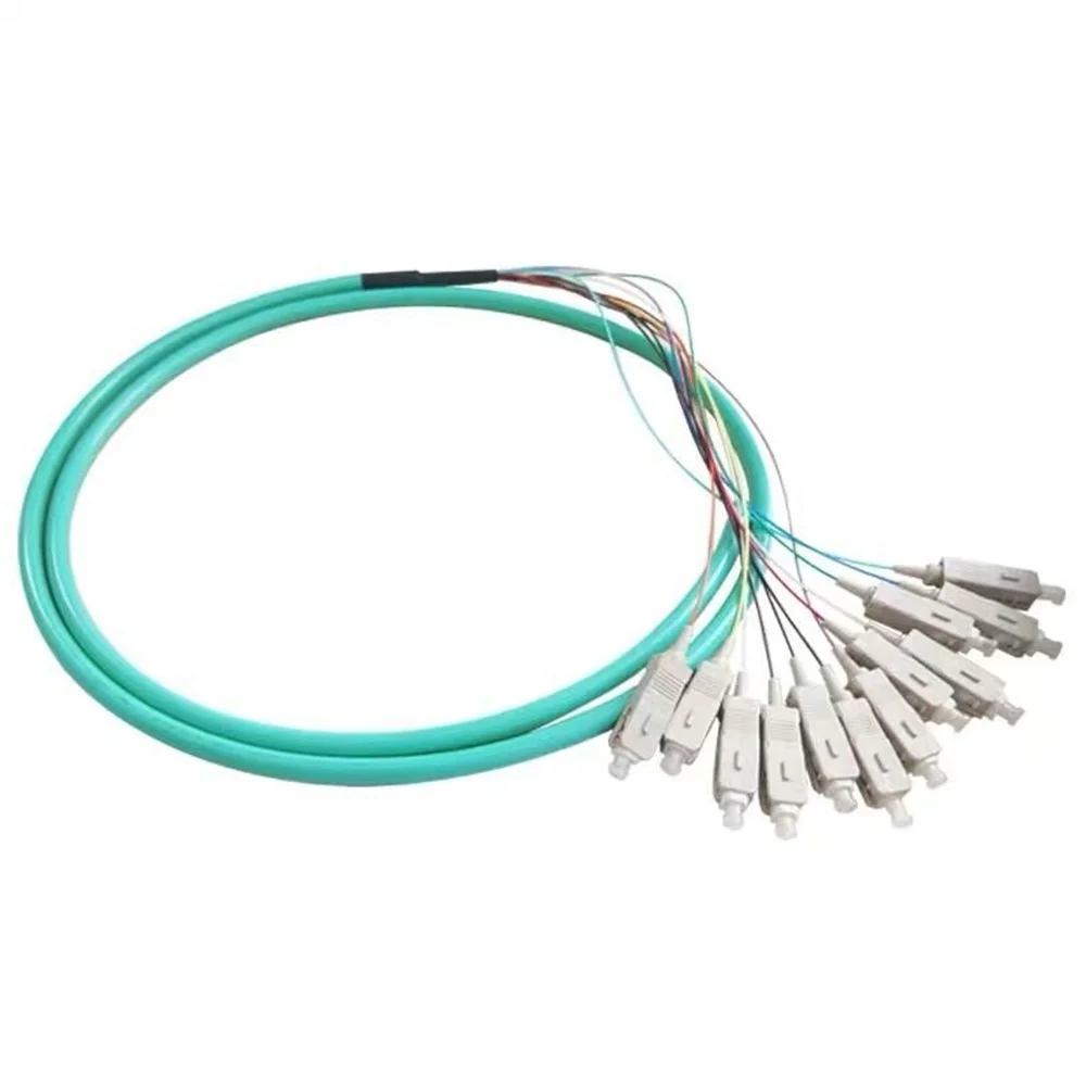 Pigtail Fiber Optic Pigtail, PVC Jacket, OM3 Bunch, 12 Core, 0.9mm, SC, UPC 50/125 Multimode OM3