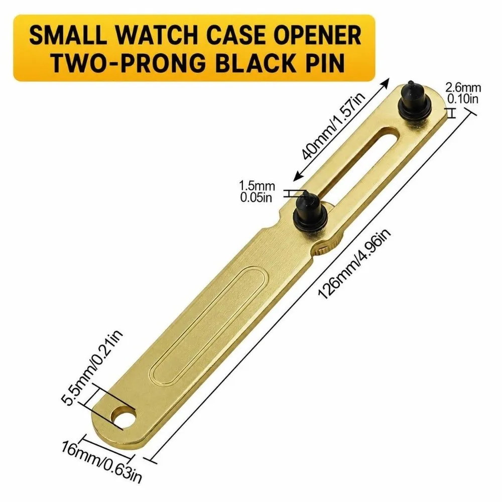 New Two‑Prong Watch Back Opener Golden Metal Watch Case Remover Adjustable Portable Watch Case Opener Watch Repair