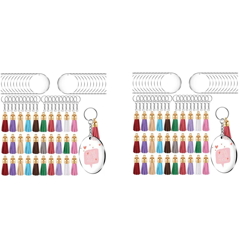 

ABWP-Acrylic Circle Keychain Blanks Clear Kit 240Pcs For Cricut Vinyl Project, Including Acrylic Disc Blanks, Tassels, Golden