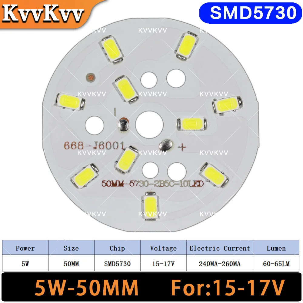 1 個 LED ライトボード 3 ワット 5 ワット 40 ミリメートル 50 ミリメートル PCB Led ランププレートウォームナチュラルホワイト SMD5730 DIY 電球クリスタル Ceilig ライトダウンライト