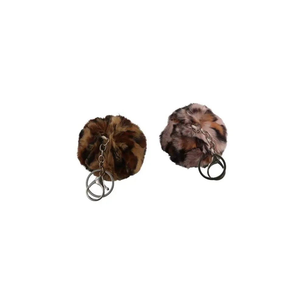 Taschen Geschenke Kunstkaninchenfell Leoparden-Rundball-Anhänger Schlüsselring Fellball-Schlüsselanhänger – Detail 1