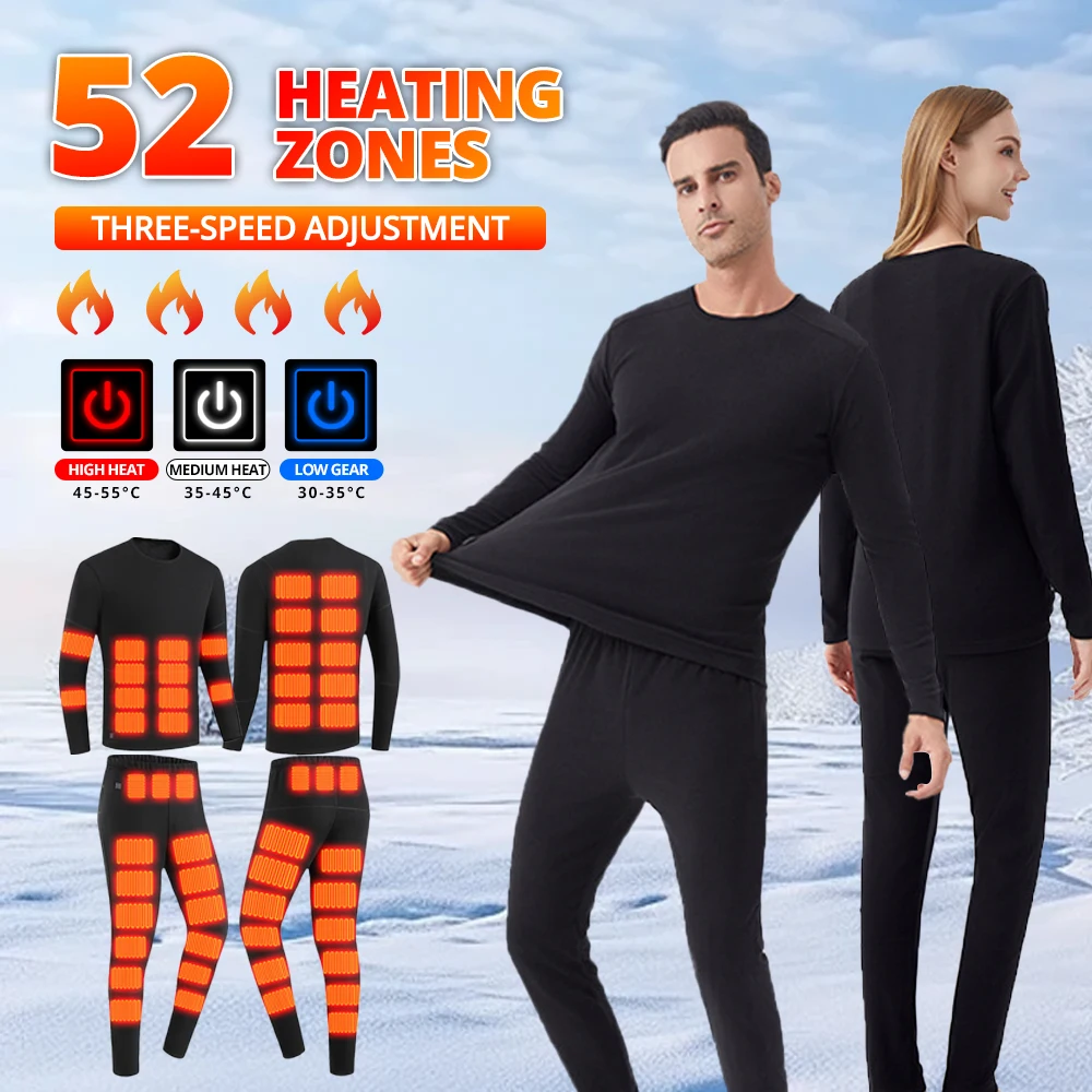 Sous-vêtements thermiques chauffants d'hiver, vêtements de ski, veste chauffante en polaire, pantalons chauds, vêtements chauffants électriques USB