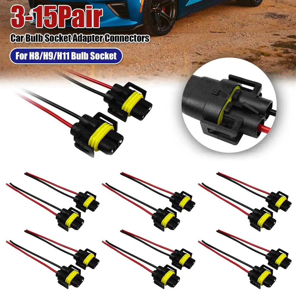 Glühbirnen-Sockeladapter 12-24V H8/H9/H11 Kabelstecker Weiblicher Adapter Auto-Zubehör Ersatz für Scheinwerfer Nebelscheinwerfer