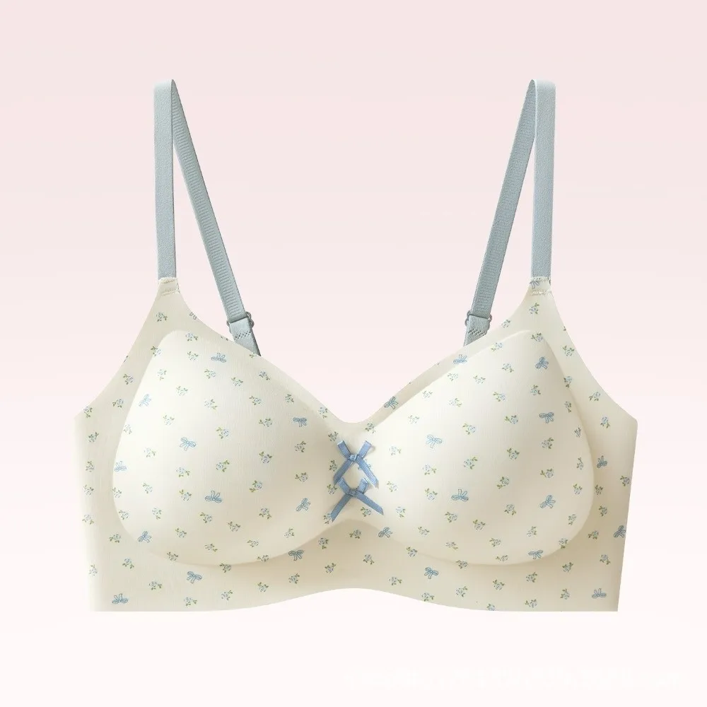 Traceless Dots Wireless V Bra Shockproof Gathered Breasts Brassiere for Women Anti-sagging Lingerie Push Up Underwear Running