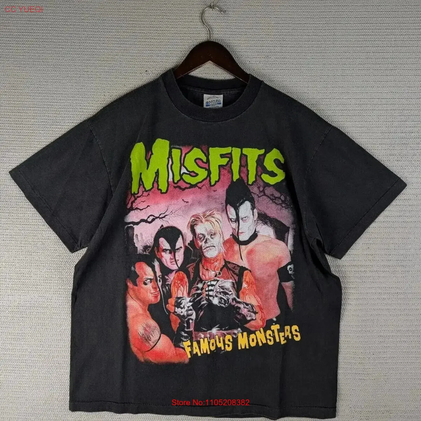 

Футболка Misfits Famous Monsters, размер XL, панк-рок, двусторонние выцветшие ботинки, винтажная стираная уличная одежда, мягкая дизайнерская одежда