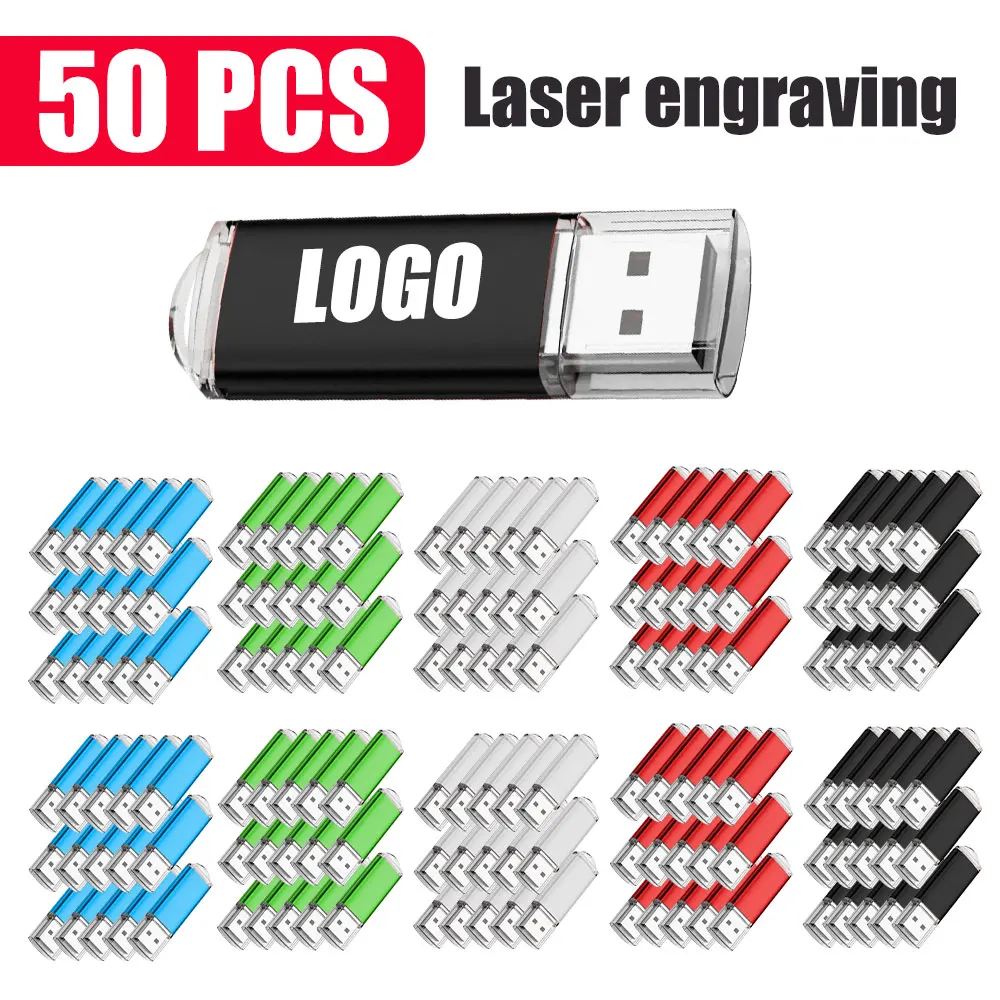 Groothandel USB Flash Drive 50 stks 2.0 Pen Drives 4 GB 8 GB 16 GB 32 GB 64 GB Pendrive Usb Memory Stick Gratis Logo voor Fotografie Gift