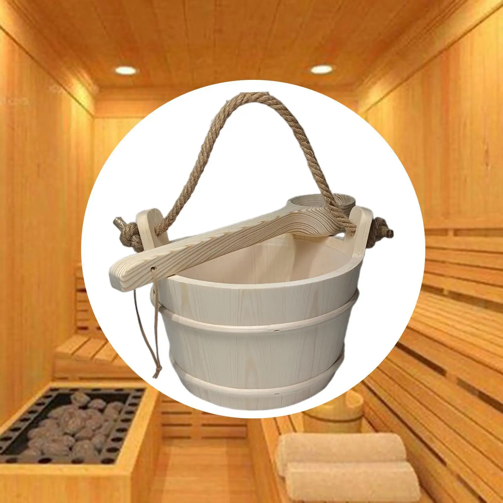 

Sauna Bucket And Ladle 6L Multifunctional Professional Sturdy Gifts Sauna