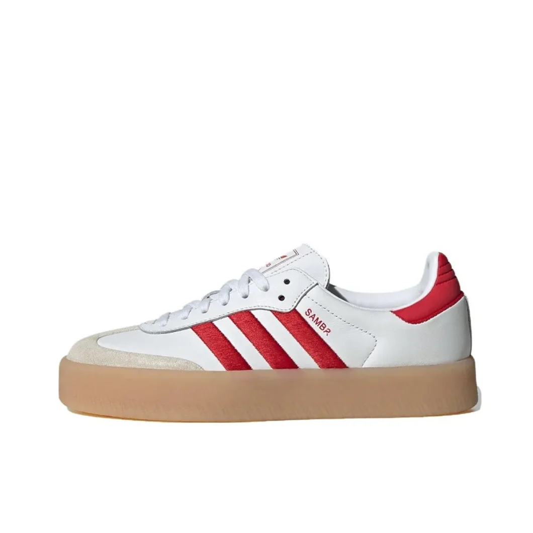 Adidas White Red Colorway Sambae Comfortable and versatile low-top board shoes Lightweight non-slip casual shoes Men and Women