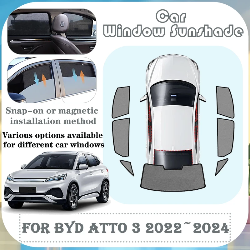 カスタム車の窓サンシェード-byd-atto-3-2022-2023-2024-atto3-元プラス磁気カーテンメッシュフロントガラスアクセサリー
