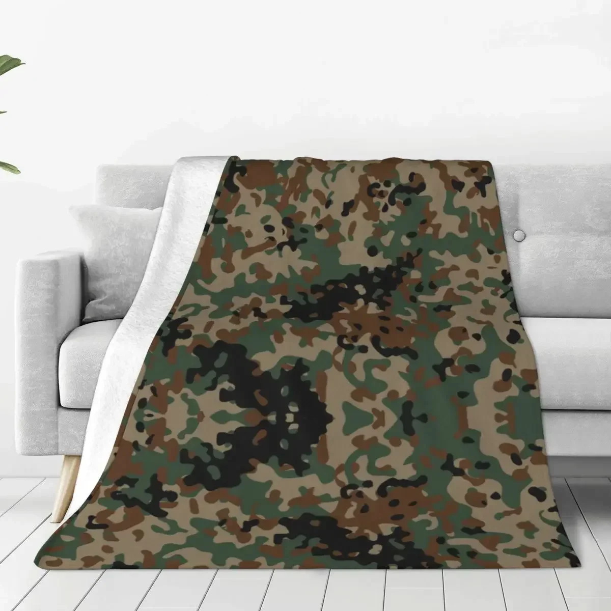 

Flecktarn Camouflage Blanket Army Military Camo Flannel Funny Soft Throw Blanket for Coverlet Autumn/Winter