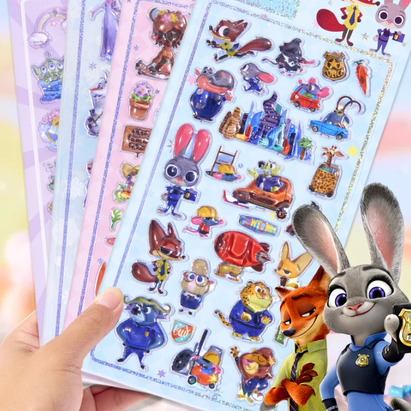 Naklejki Disney 2025 Nowy Model Śliczniak Nick Judy Chłopak Dziewczyna 3D Relief Kryształ Kreskówka Komputer Kreatywność DIY Zabawne Naklejki Dekoracyjne