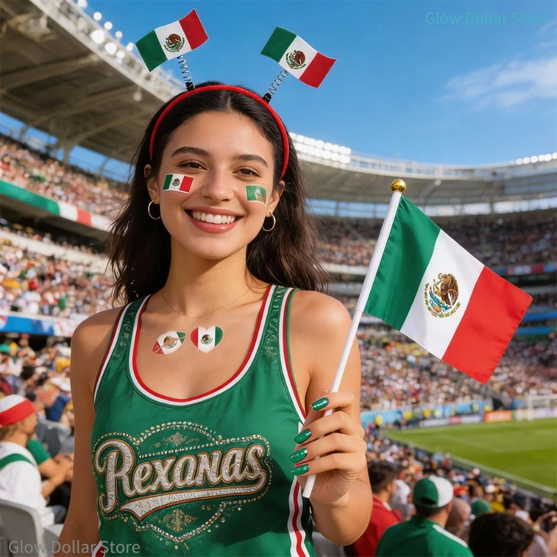 

8pcs Mexico Flag Football Super Bowl Carnival Set,Nail Art Sticker,Sports Game Party Temporary Tattoo Stickers for Men and Women