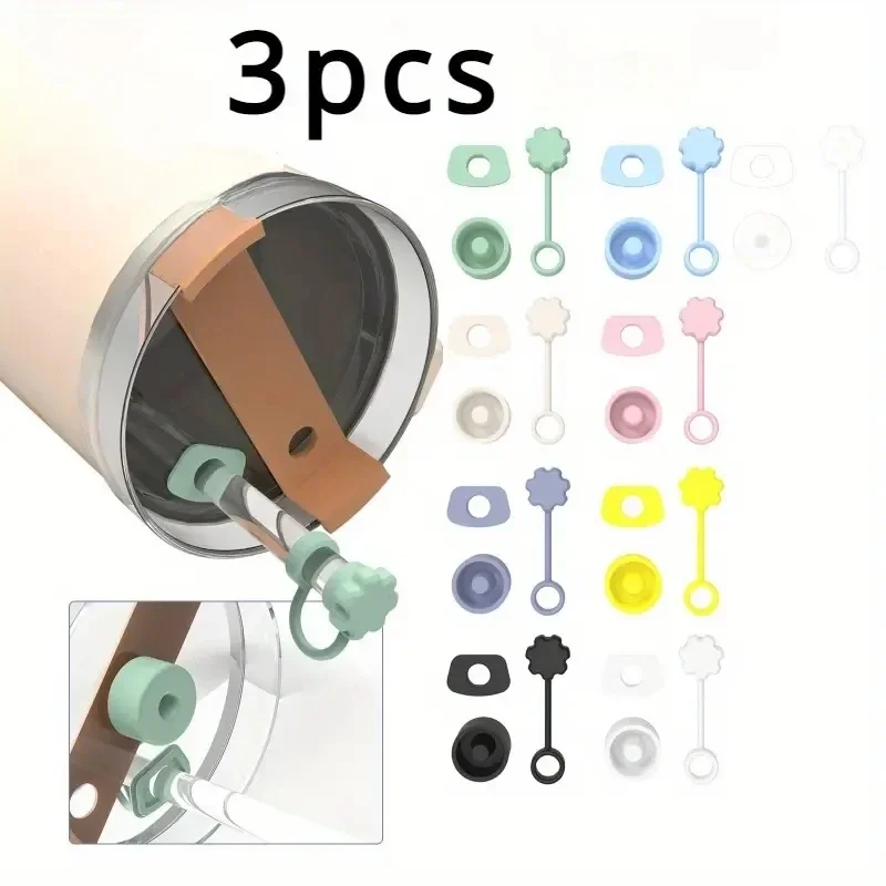 

3pcs Silicone spill Proof stopper set For cup 1.0 2.0 40oz/ 30oz Tumble Accessories straw Spill stopper Leak stopper Jar lids