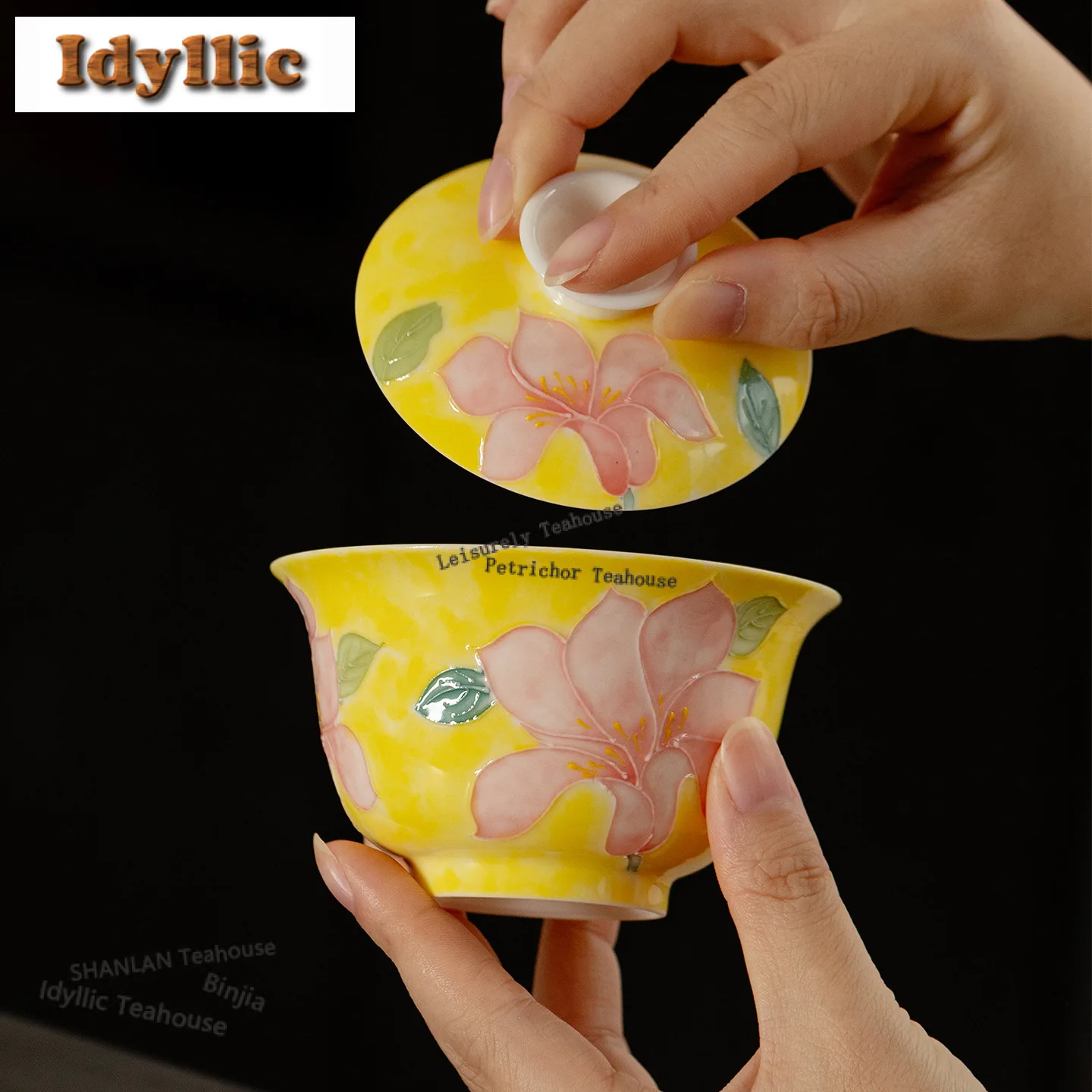 

130ml Hand-painted Lily Flower Gaiwan Vintage Tea Tureen Tea Bowl with Lid Kit Tea Brewing Cover Bowl Tea Ceremony Collection