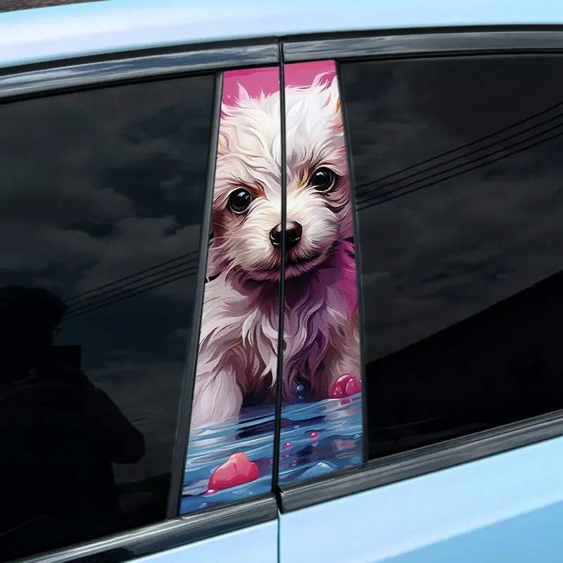 

1pc/2pcs Puppy Car B-pillar Stickers Cover Scratches Decal for BMW Mercedes Ford VW Audi Toyota Nissan Kia Renault Hyundai Skoda