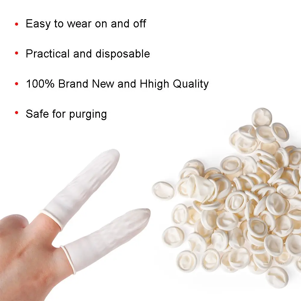 100PCS Natural Latex Nail Art Tool Finger Cots Protector Gloves Rubber Gloves Finger Cover