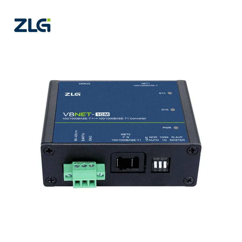 ZLG VBNET-1GM Automotive Ethernet Converter 100/1000BASE-T1 to 100/1000BASE-TX with TE Connectivity Interface