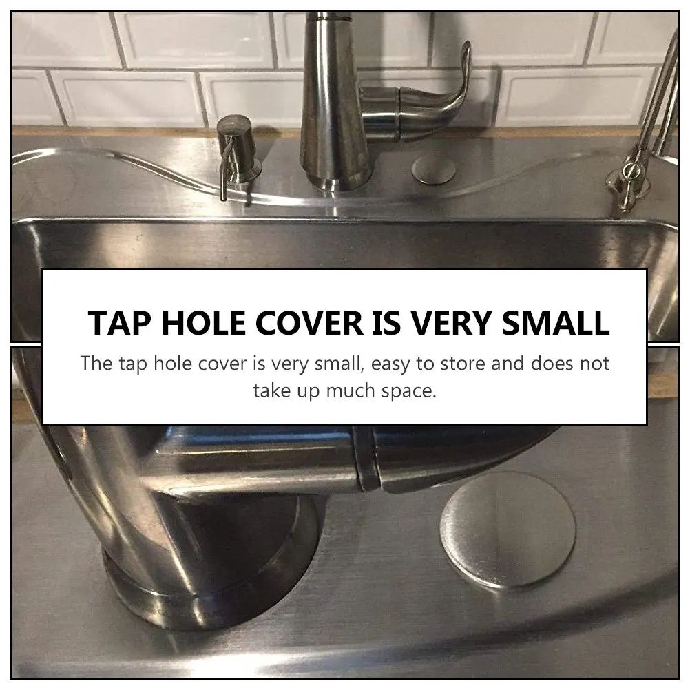 

2Pcs Rustproof Stainless Steel Sink Cover Set for Kitchen Sink Washing Basin Tap Hole Covers Decorative Sealing Caps Accessories