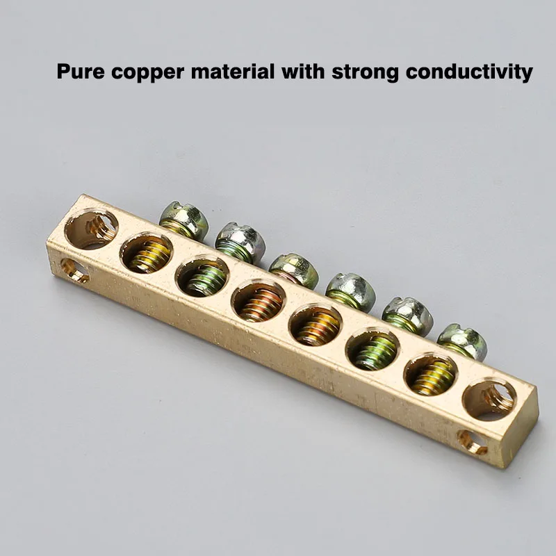 Bridge Type Zero Line Ground Bar Grounding Copper Bar Distribution Box to Zero  Terminal Block Connector Earth Neutral 5-12 Hole