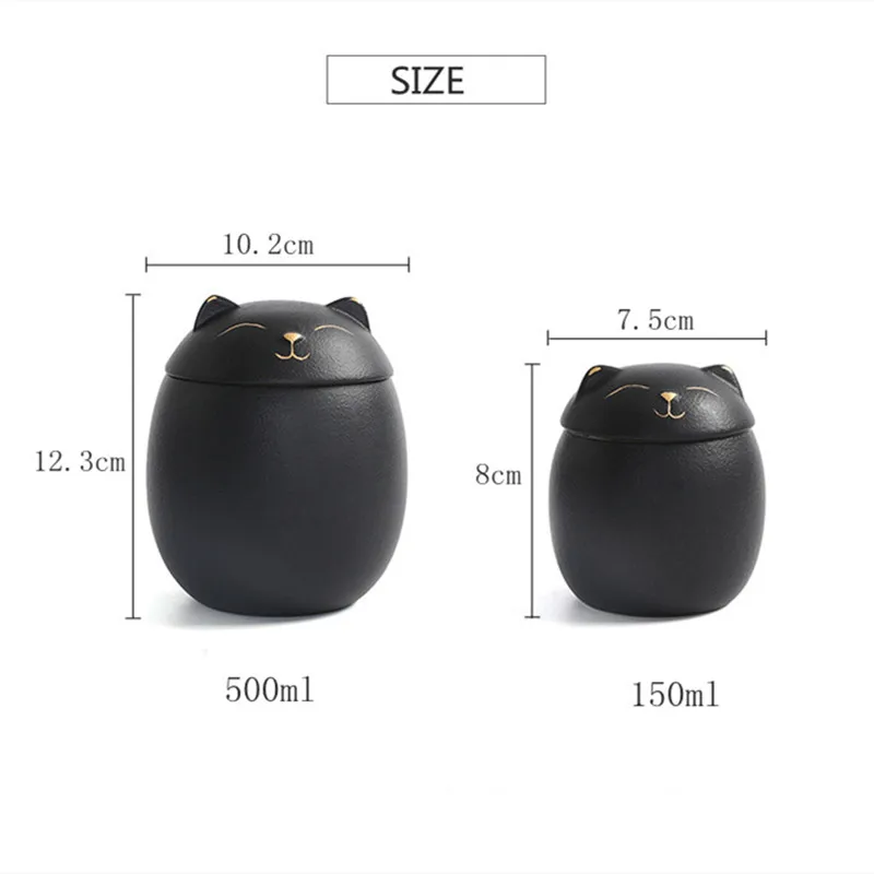 Cute cat Tea Caddy Ceramic Airtight Jar Storage Tea Cans Tea Box Storage Tank Tea Container Decorative Jar Sugar Bowl