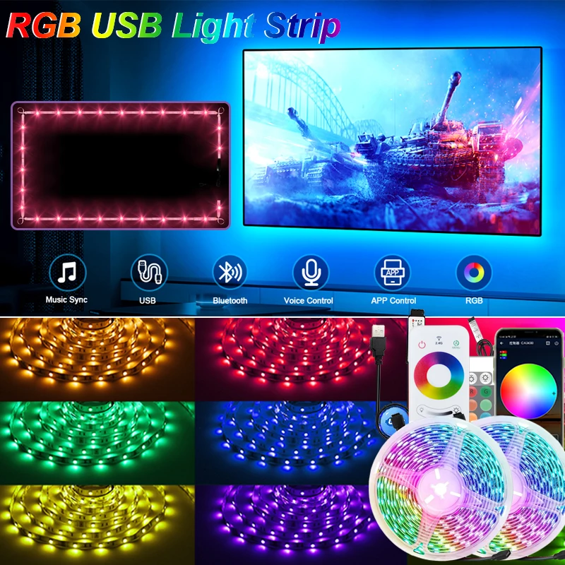 بلوتوث اللمس LED قطاع أضواء RGB 5050 5 متر 10 متر 25 متر LED مصباح الشريط DIY بها بنفسك غرفة عطلة ديكور حفلات الكمبيوتر إضاءة خلفية للتلفاز الإضاءة