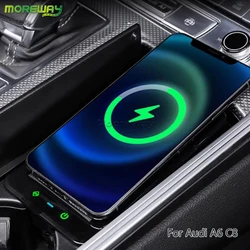 Car Fast Wireless Charger For Audi A6 C8 A7 S6 S7 RS6 RS7 2019-2022 Mobile Charge Phone Holder Tuning Accessories Interior