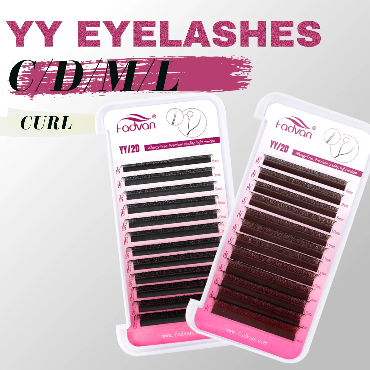 

Fadvan YY Natural Double Tip Eyelashes Curl C/D/M/L Black/Brown False Lashes Professional Self-Making Lashes for Beauty Makeup